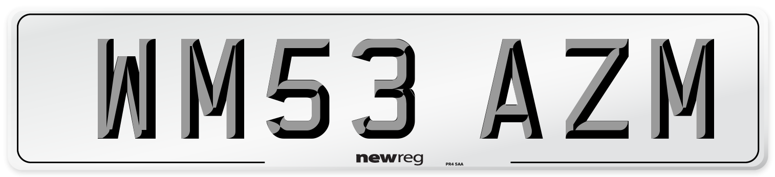 WM53 AZM Number Plate from New Reg